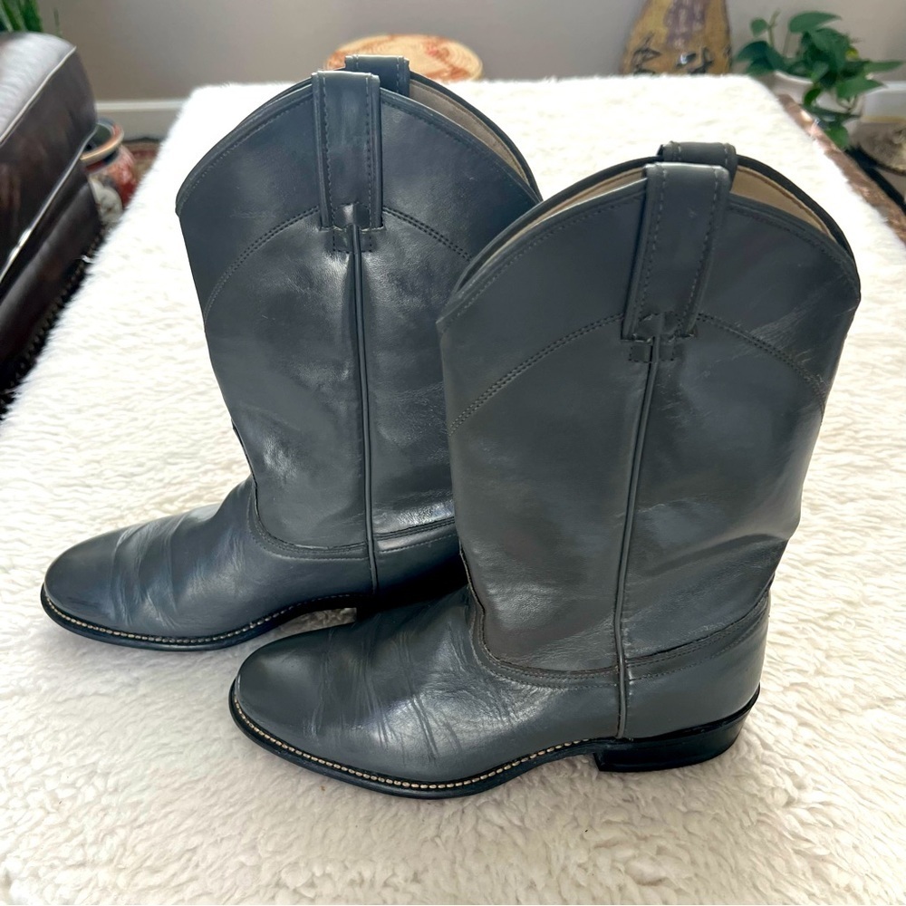 Laredo Gray Leather Women’s Western Cowboy Boots Size 8 M